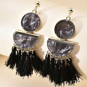 Acrylic Tassle Earring - Black